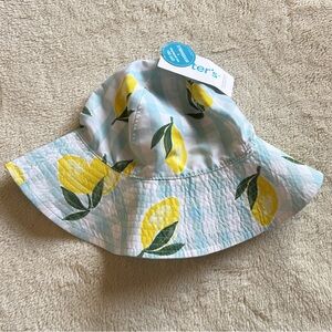Carter's Lemon Print Bucket Sun Hat - Yellow & Light Blue
